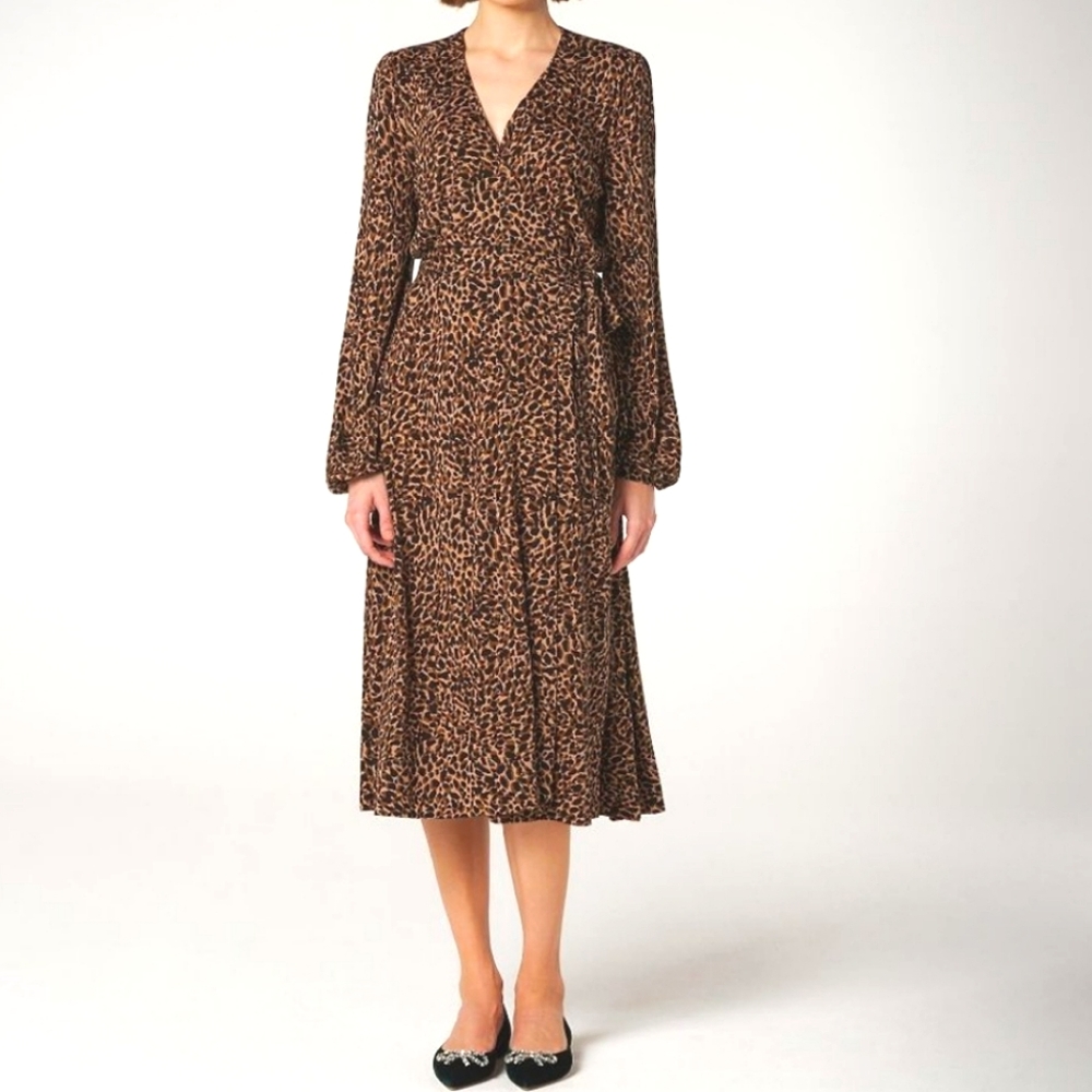 PRISTINE LK Bennett Daisy Wrap Animal Print Dress Size 2
